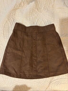 abercrombie kids Brown Button-Front A-Line Mini Skirt
